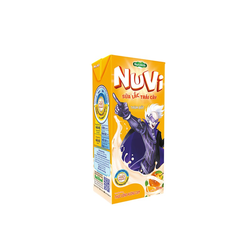 Sữa Nuvi ⚡NutiFood⚡ NuVi Sữa Lắc Trái Cây Hương Cam - Thùng 48 hộp x 180ml [Date mới]