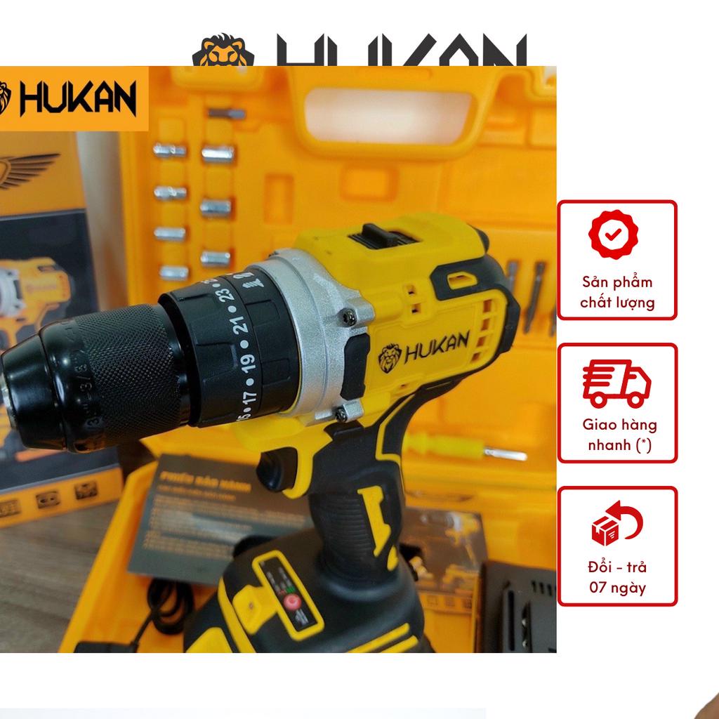 Máy Khoan Pin HUKAN HK-CDR0065 Ba Chức Năng Có Búa, Không Chổi Than, Đầu Kẹp 10mm Chính Hãng