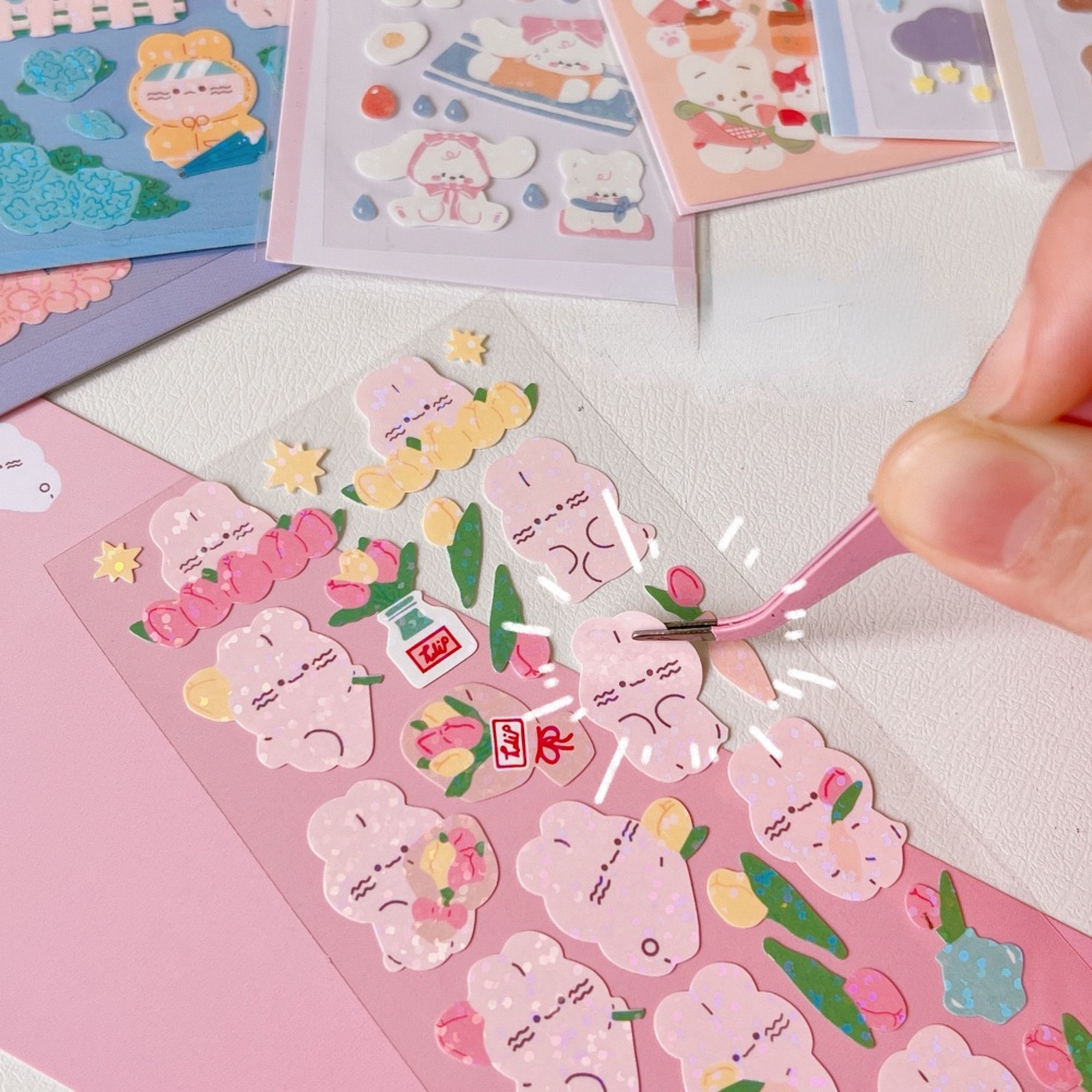 Sticker Dán Trang Trí Sổ Tay Hình Gấu Hoạt Hình Dễ Thương DIY