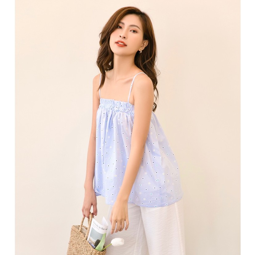 Áo hai dây hoa thiết kế dáng babydoll bo ngực MIEU - HA17