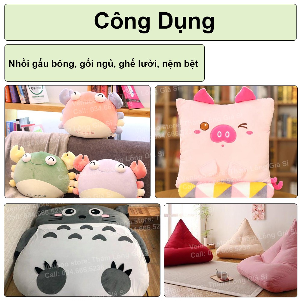 ☁️ BÔNG GÒN nhồi Gối | Gấu Dâu Lotso Doll, ghế lười ghế sofa, gòn làm đèn đám mây decor | đệm ngủ cho mèo nệm cho chó