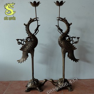 ĐÔI HẠC THỜ BẰNG ĐỒNG HÀNG KỸ – Màu Giả Cổ