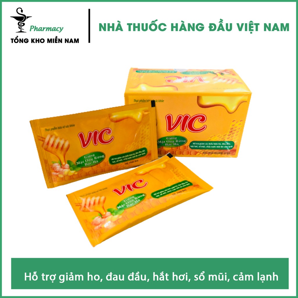 Siro VIC Hộp có 12 gói - giúp hỗ trợ giảm ho, đau đầu, hắt hơi, sổ mũi, cảm lạnh - Tổng Kho MiềnNam