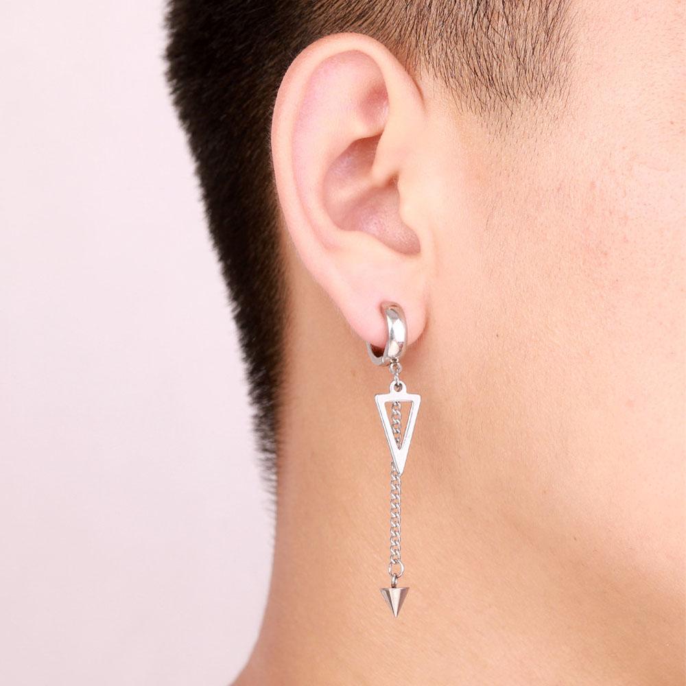 Khuyên Tai Dạng Kẹp Hình Tam Giác Không Gây Dị Ứng Bằng Thép Titan Phong Cách Punk Hiphop Thời Trang Cho Nam Và Nữ