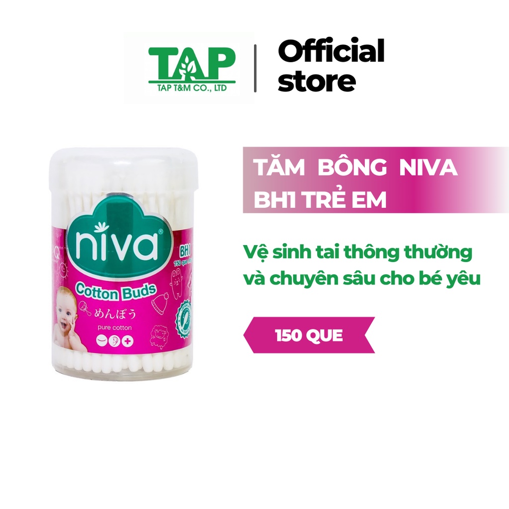 Tăm Bông Niva BH1 Trẻ Em Mềm Mại An Toàn 150 QUE/HỘP