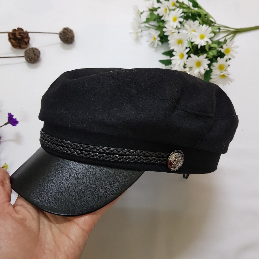 MŨ NỒI BARET THỦY THỦ MÀU ĐEN THỜI TRANG HÀN QUỐC