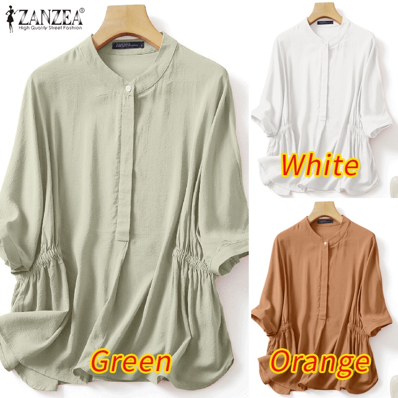 Áo kiểu ZANZEA tay lỡ eo thun cổ tròn thời trang dành cho nữ