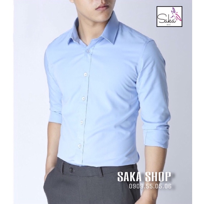 Áo sơ mi trắng nam tay dài công sở nhiều màu vải kate lụa