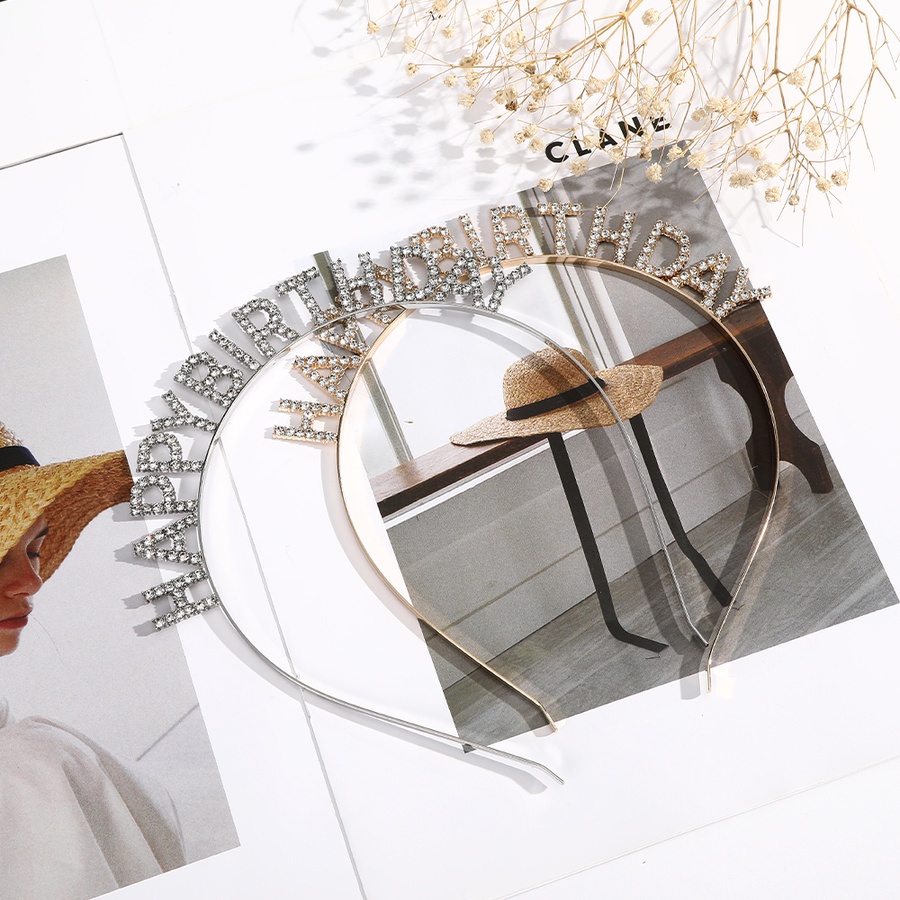 Băng đô hợp kim đính đá hình chữ cái xinh xắn thời trang cho nữ