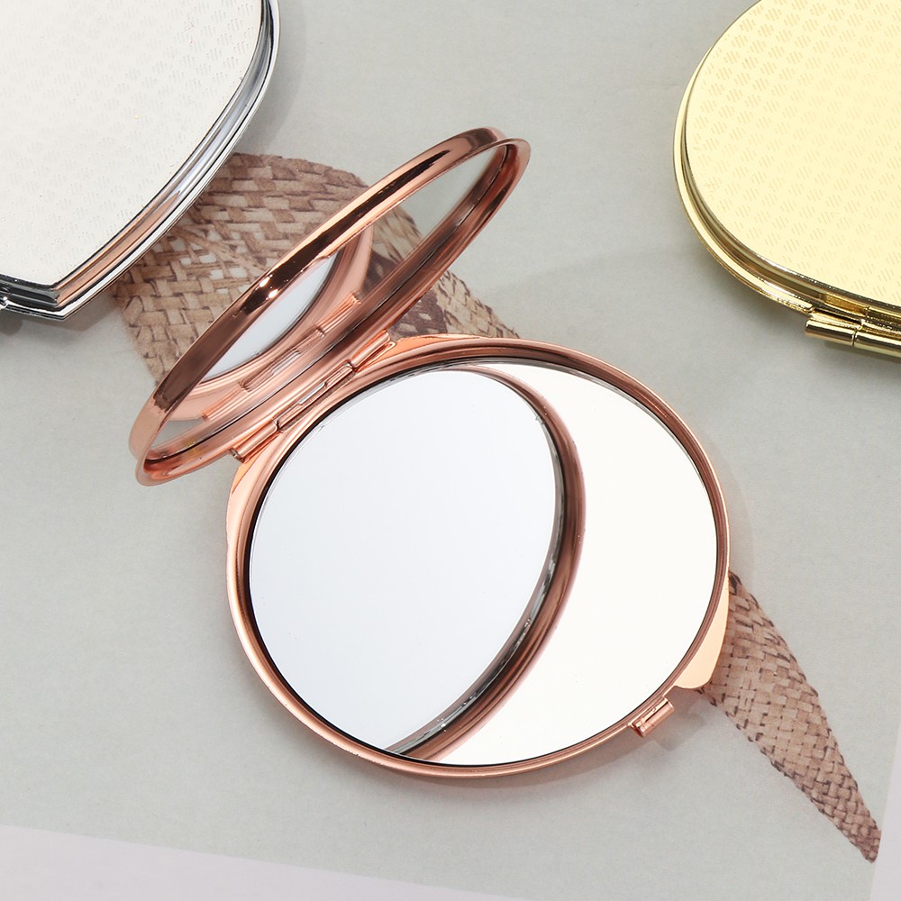 CACTU New Makeup Mirror Women Lady Metal Rose|Round Heart Shaped Portable Double-sided Easy To Open Fashion Pocket Makeup Tools Compact Folding