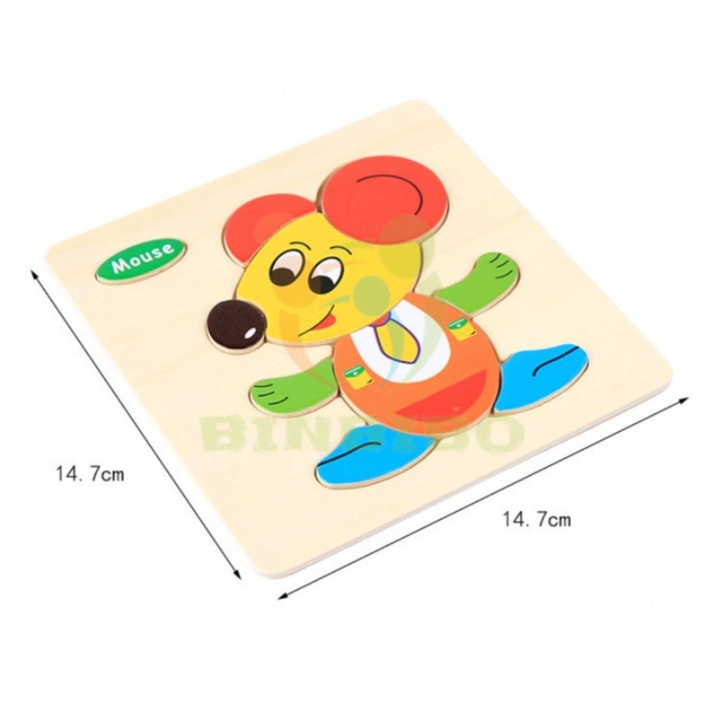 Tranh ghép hình gỗ 3D cho bé hình con vật đáng yêu