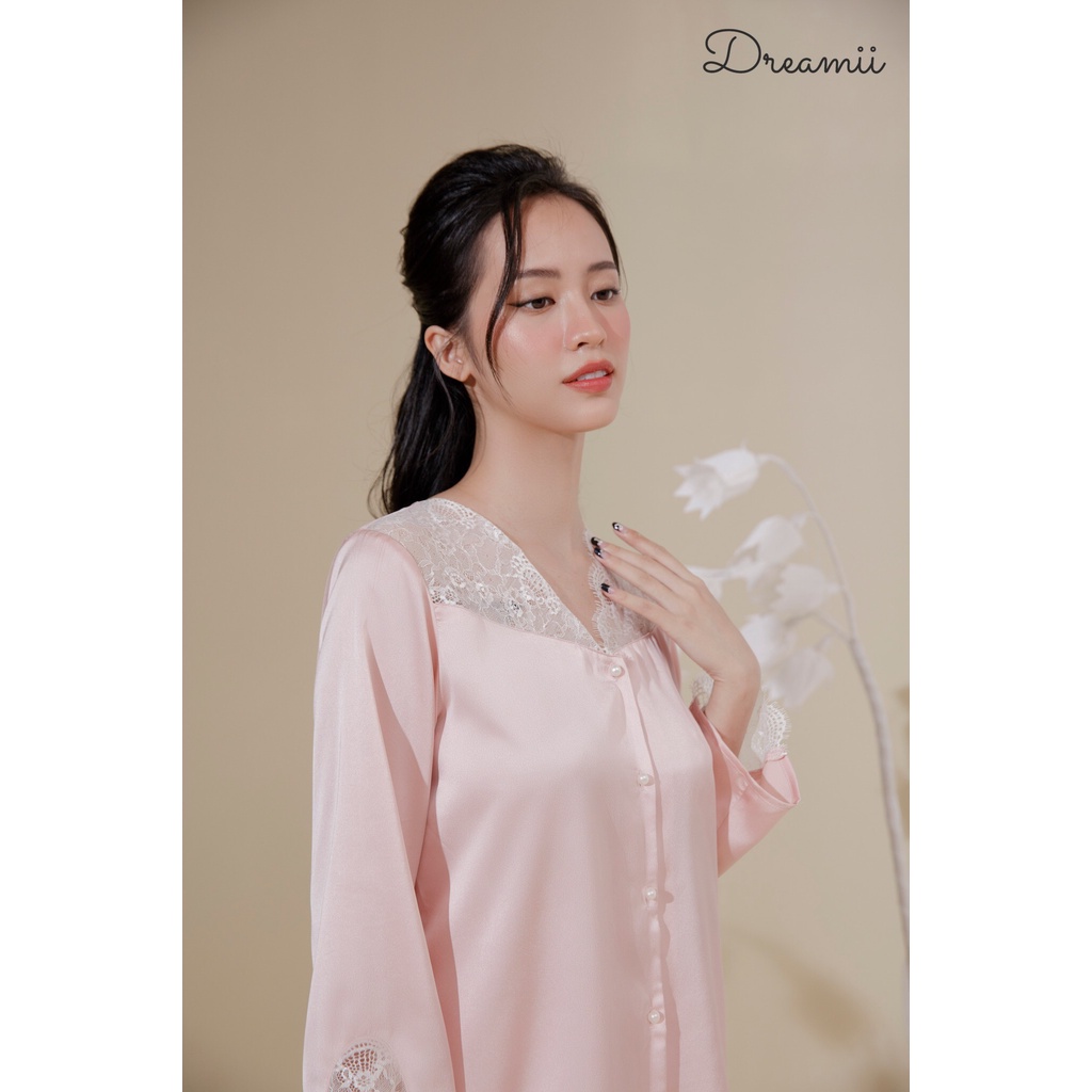 Đồ Ngủ Lụa Pijama Moon Set Dài Tay Trơn Cao Cấp Mềm Mại