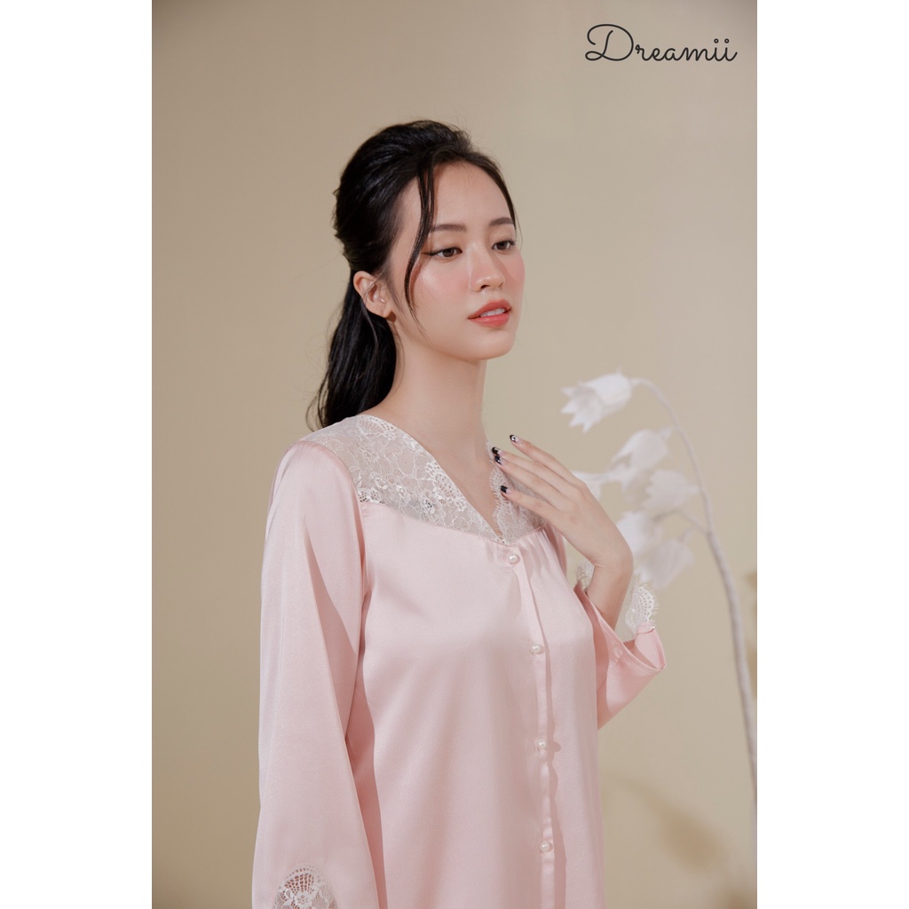 [DREAMII] Đồ Ngủ Lụa Pijama Moon Set Dài Tay Trơn Cao Cấp Mềm Mại