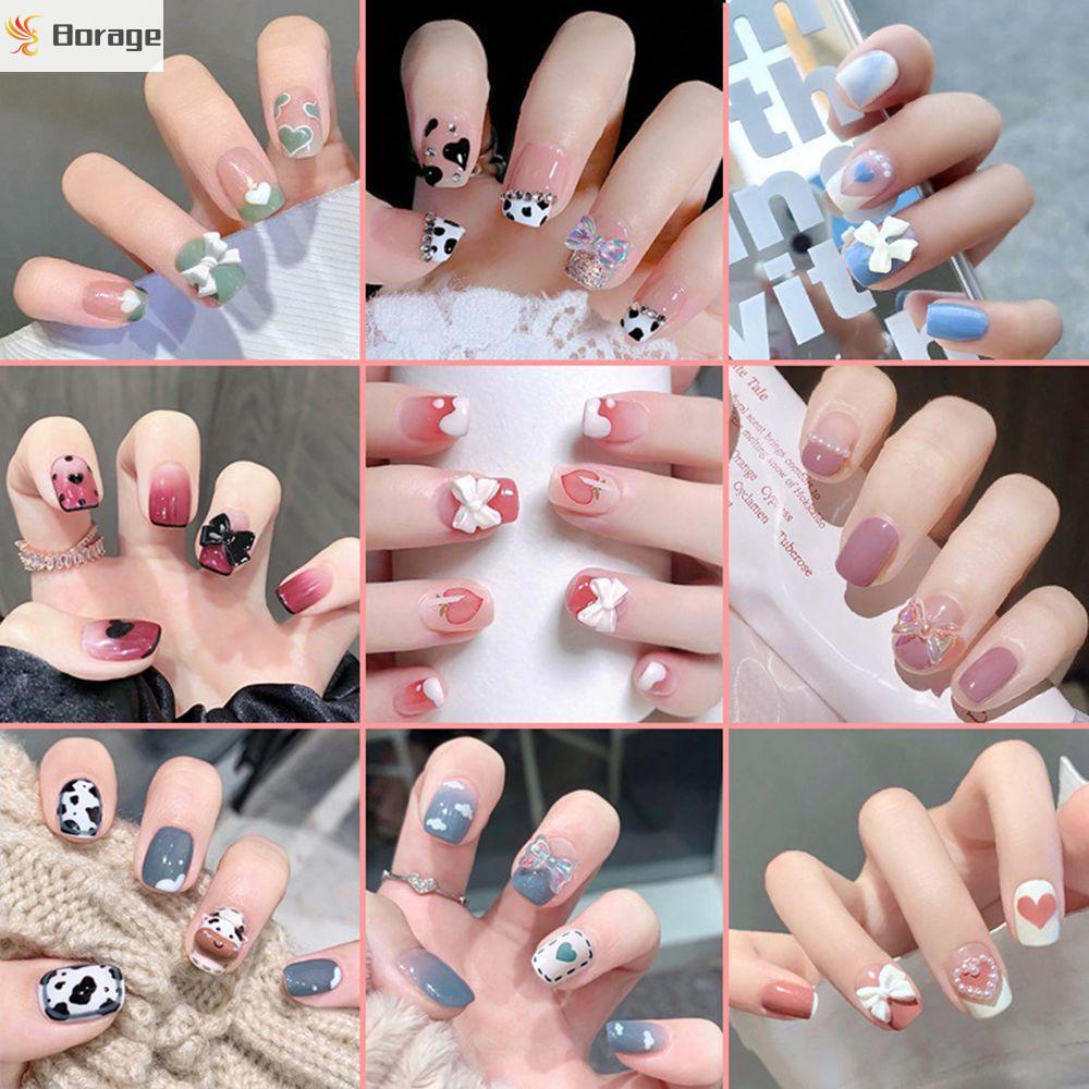 [Hàng mới về] 24 Móng tay giả dáng ngắn kiểu dáng xinh xắn DIY