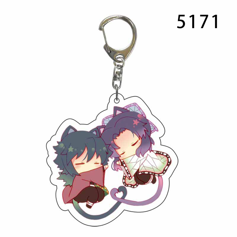 Demon Slayer Tanjirou Nezuko Móc Khóa Mèo Đuôi Trái Tim Tình Yêu Móc Khóa Acrylic Túi Mặt Dây Chuyền Móc Khóa Anime Nhật Bản Lưu Niệm