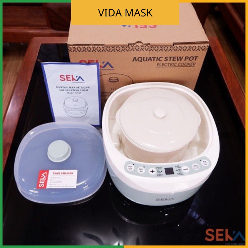 Nồi Nấu Cháo Chậm Seka Chính Hãng- Nồi Hầm, Cách Thủy Seka Hẹn Giờ Thông Minh Dung Tích 1L , 2L (SP200306-SP200309)