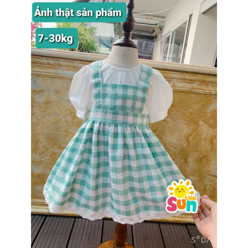 𝗖𝗼́ 𝗮̉𝗻𝗵 𝗸𝗵𝗮́𝗰𝗵 𝗺𝗮̣̆𝗰 Váy cho bé gái  Size 5-27kg  Vải thô lạnh mềm mát