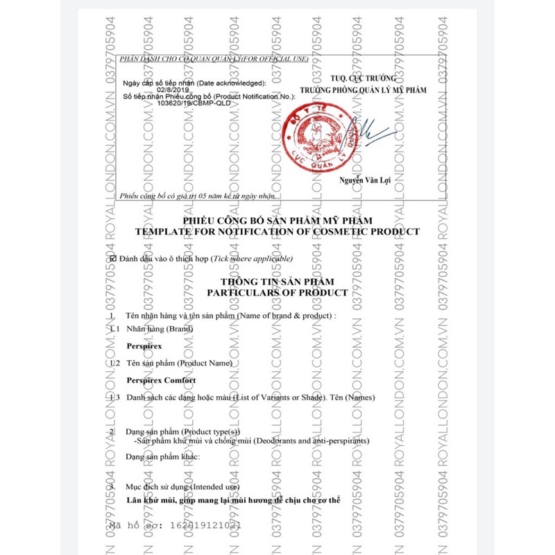 Lăn khử mùi chính hãng Perspirex 3 màu