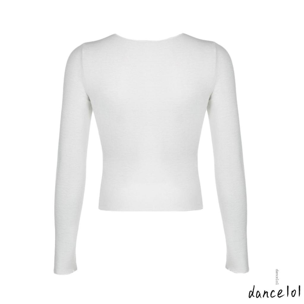 Áo Thun Tay Dài Cổ Tròn Thêu Ngôi Sao Nhảy Múa 1O1 Y2k