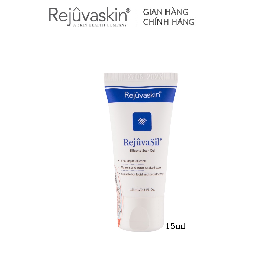 Combo chăm sóc da Rejuvaskin làm xẹp sẹo lồi, sẹo phì đại Silicone Rejuvasil Gel 15ml và làm mờ vết rạn da 90ml