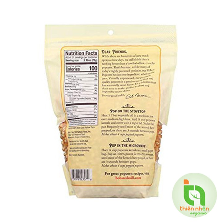 Hạt bắp (ngô) nổ bỏng Bob's Red Mill 850gr Yellow Porpcorn
