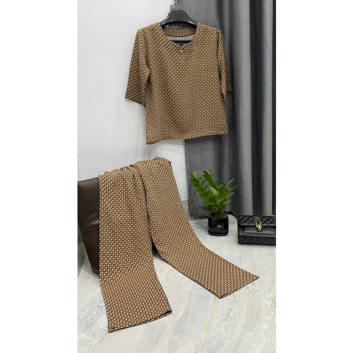 Bộ Lụa Tay Lỡ Quần Dài Hàng Thiết Kế Cao Cấp Bộ Đồ Trung Niên Cho Mẹ Cho Bà Thu Đông