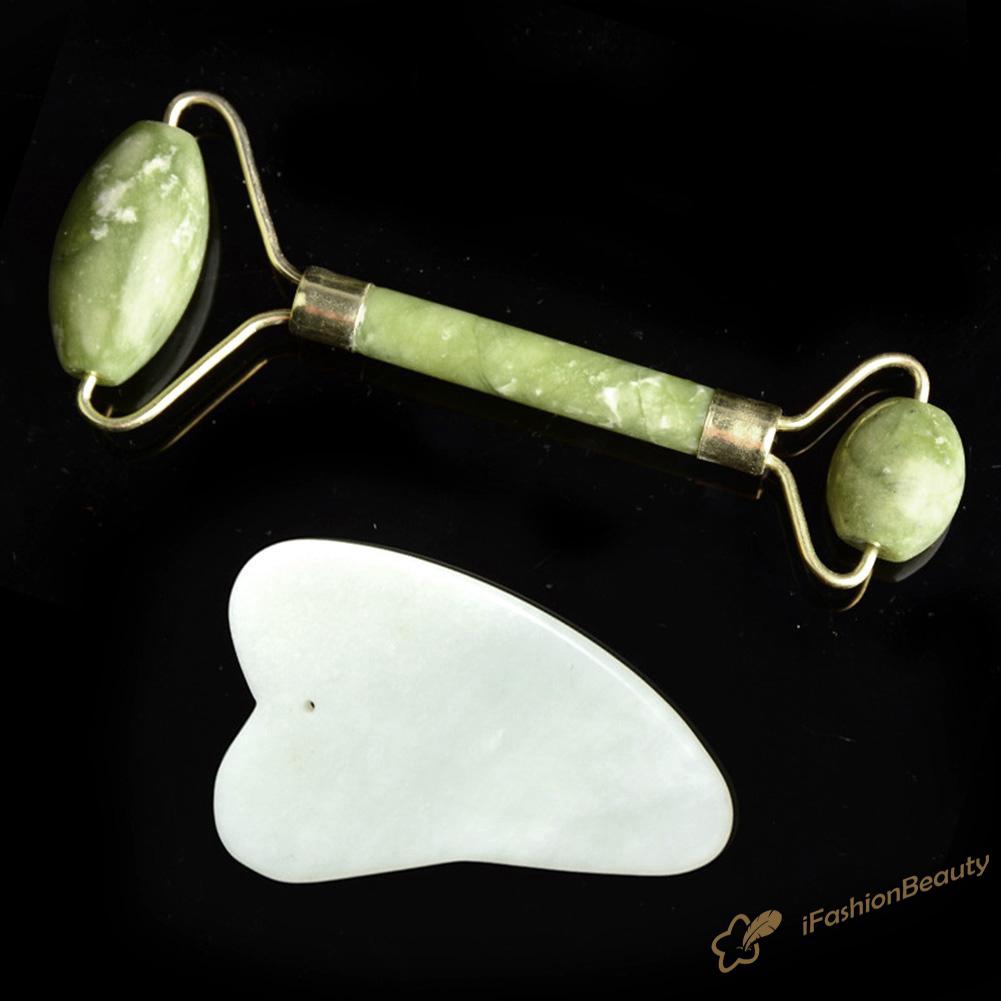 if▶2pcs Natural Jade Massage Roller Guasha Board SPA Therapy Skin Beauty Care♣