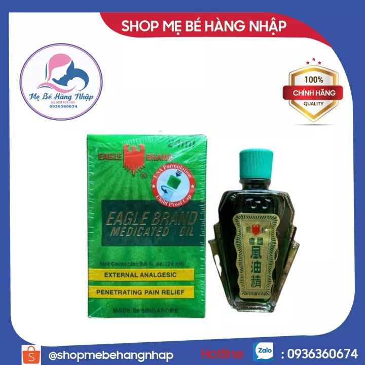 [Hàng Mỹ] Dầu gió xanh con Ó 2 nắp Eagle Brand Medicated Oil 24ml chính hãng Mỹ