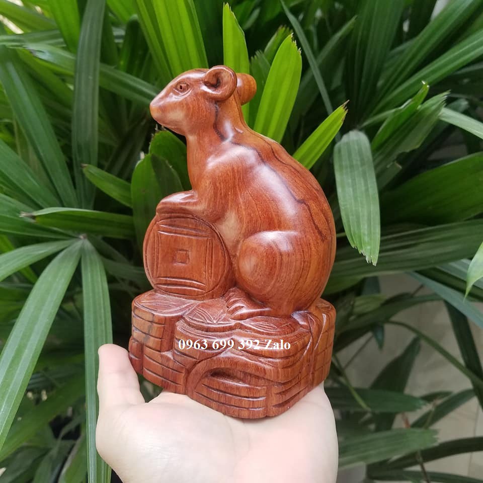 Tượng con chuột gỗ hương