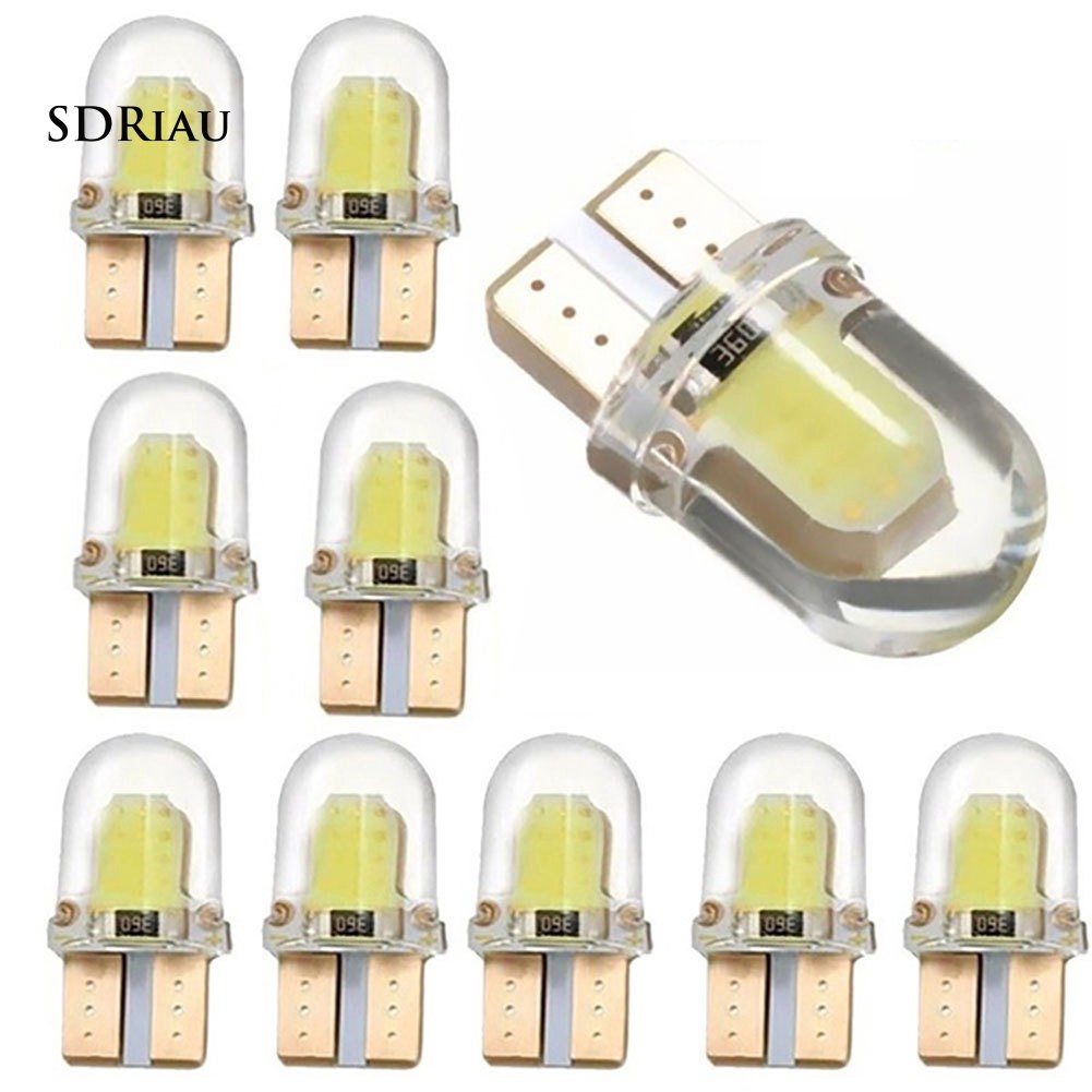 Bộ 10 đèn LED T10 W5W COB ánh sáng trắng chất liệu silicon thiết kế chuyên dùng gắn biển số cho ô tô