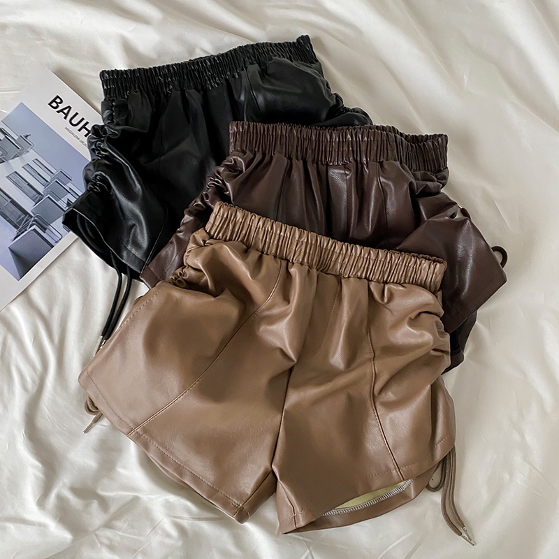 Quần short da lưng cao dáng ôm phong cách Hàn Quốc dễ phối đồ