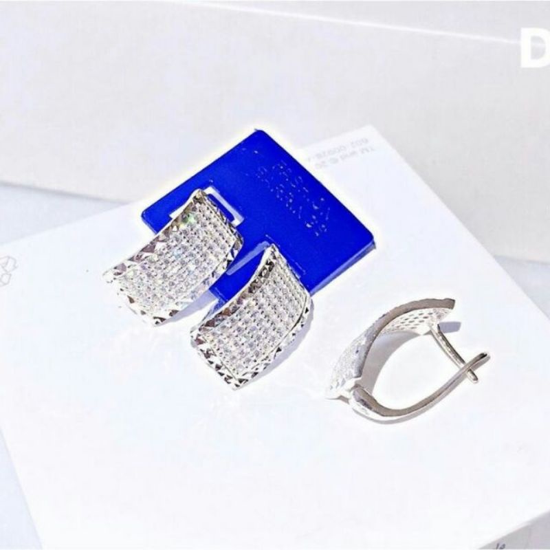 BÔNG TAI BẠC KIỂU BẤM ĐÍNH ĐÁ SIÊU SANG