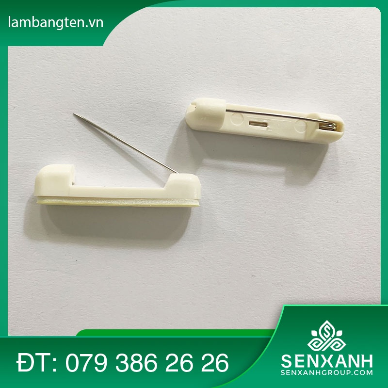 Combo 20 ghim cài bảng tên có dán keo, Kim cài bảng tên nhân viên. Kích thước: 31x6 mm