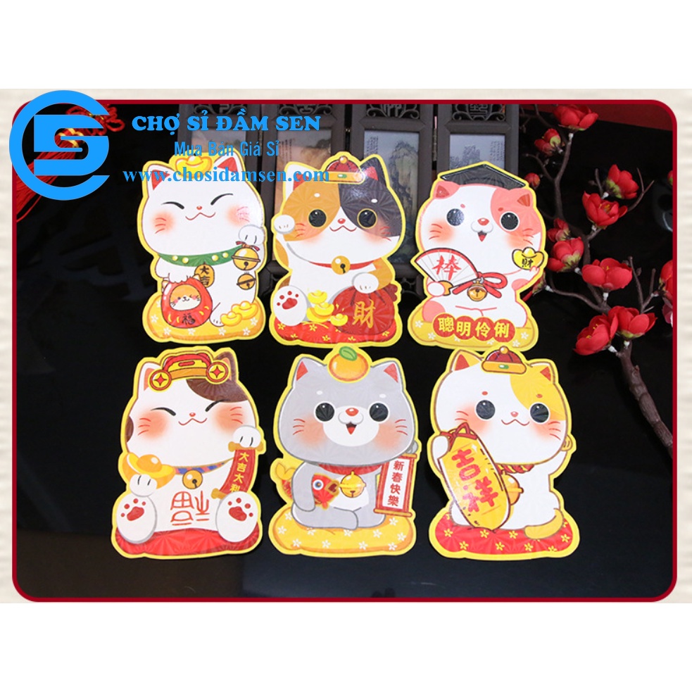 10 Bao lì xì hoạt hình chibi 3D dễ thương, siêu hot, cứng cáp Tết con Mèo 2023 G293-Baolixi-HH