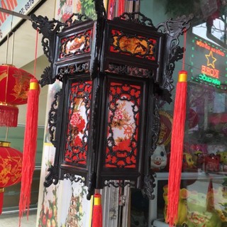 Đèn lồng lục giác trang trí cao cấp, đèn lồng in hoa văn và ghi chữ Việt Nam, đèn lồng trang trí Tết