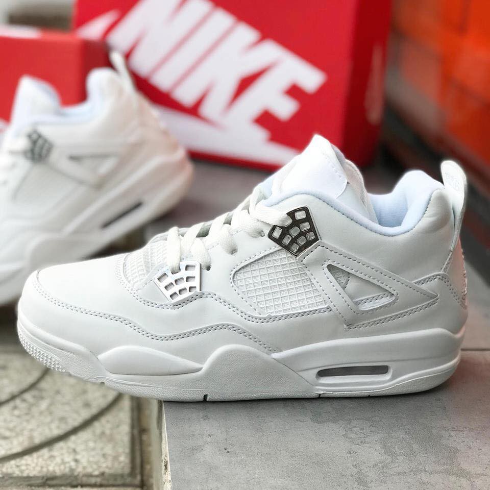 Giày Thể Thao Air Jordan 4 Retro Pure Money - FULL TRẮNG CỰC ĐẸP