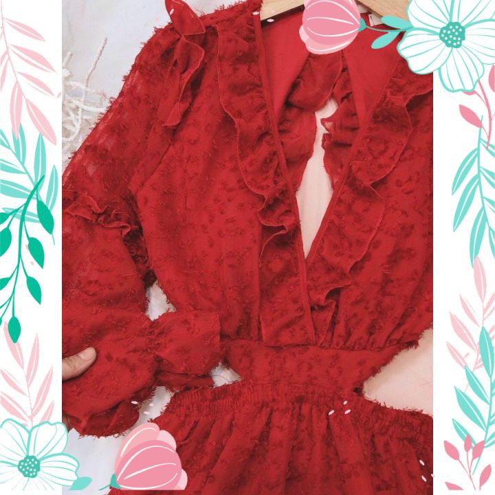 Váy Đầm Maxi Đi Biển Dáng Xòe Đỏ Hở Hưng Chất Voan Xù Có Lót Đẹp Xuất Thần, Đi Biển, Du Lịch, Chụp Ảnh Sống Ảo