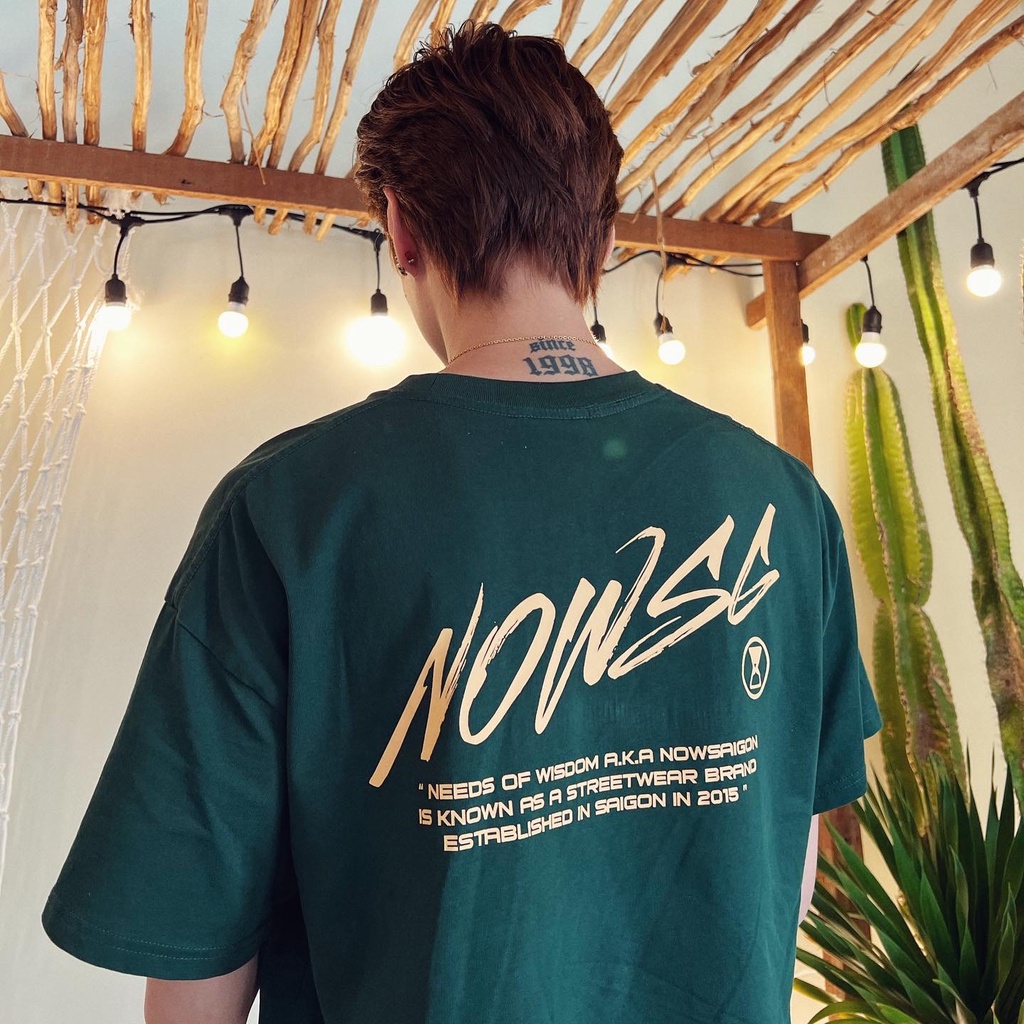 Áo thun NEEDS OF WISDOM Nowsaigon Brush Tee - Green - Local Brand Chính Hãng