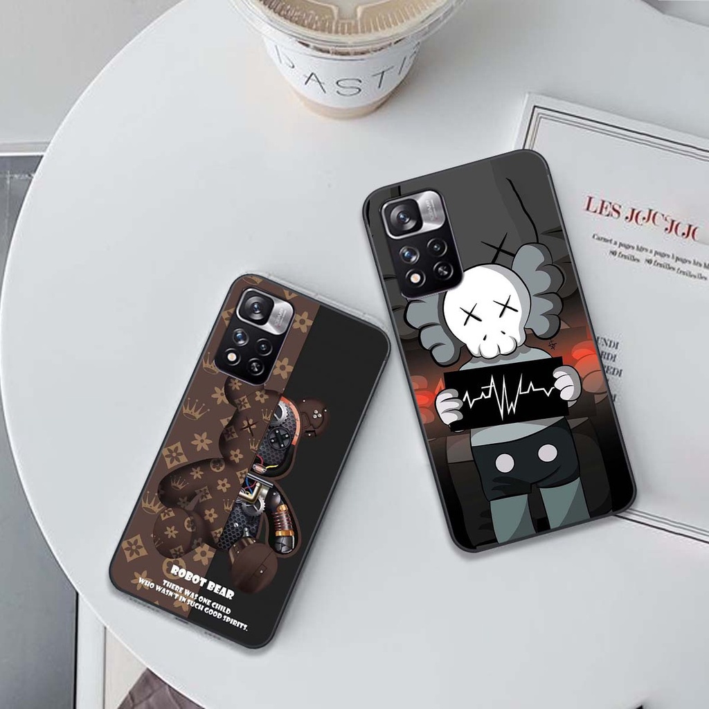 Ốp Xiaomi Redmi Note 11 / 11S 4G dẻo đen in hình gấu siêu ngầu cá tính