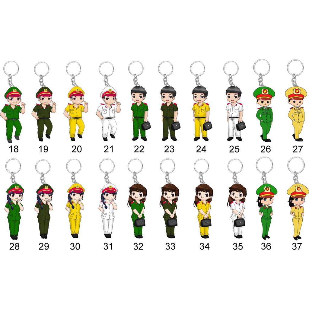 Móc Khóa Chibi Police - Móc Khóa Nhựa Dẻo Hình Chú Lính