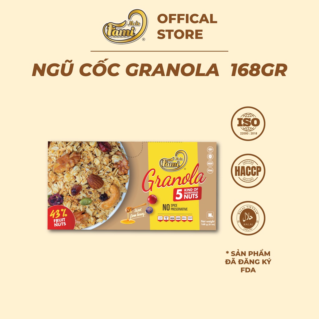 Hạt dinh dưỡng ngũ cốc ăn sáng Granola Faminuts 168 gr
