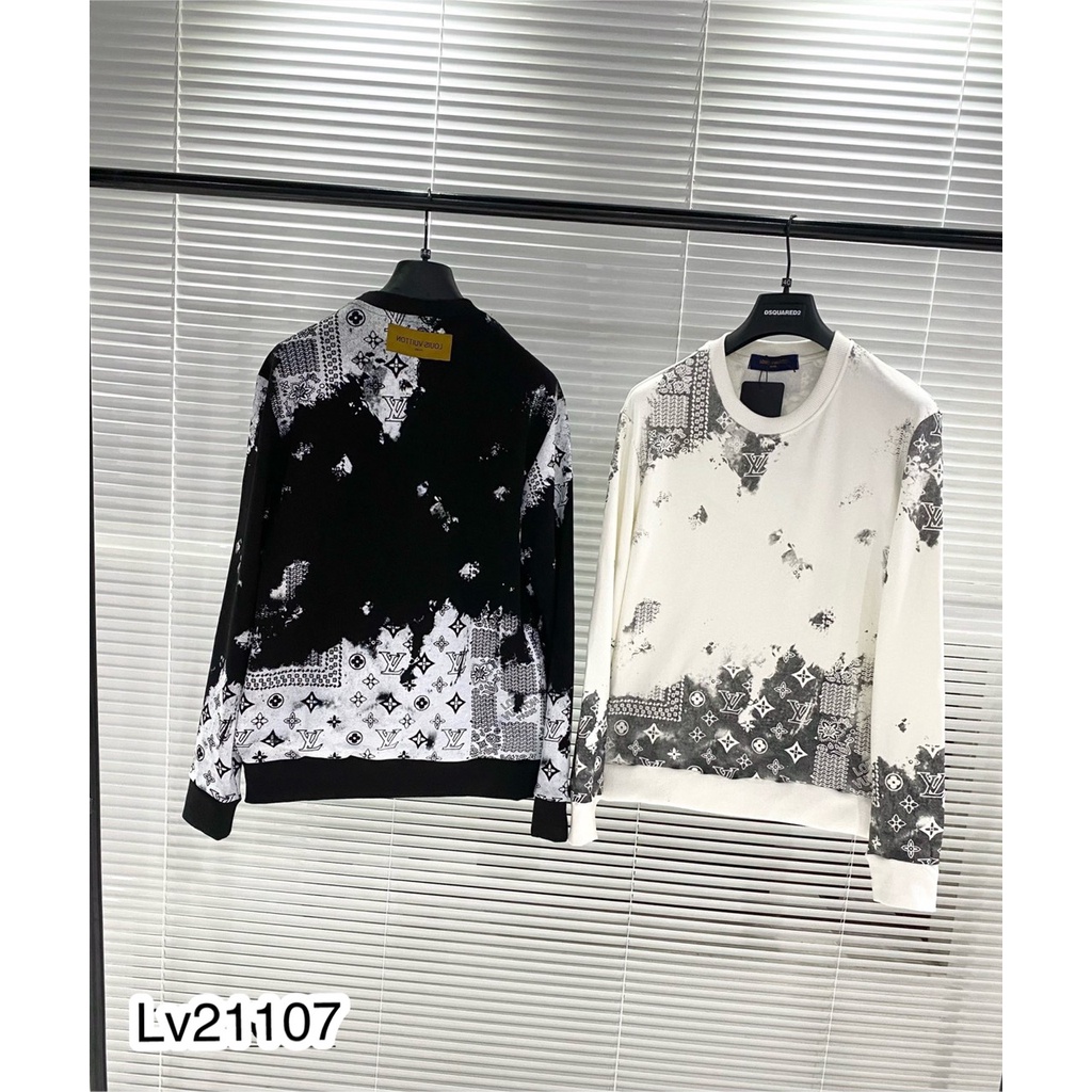 Áo Sweater Nam Lv Dập Vân Phối Họa Tiết Màu Loang Hình In Nổi . Áo Nỉ Nam Nữ Lv Cao Cấp - MINH TÂY STORE