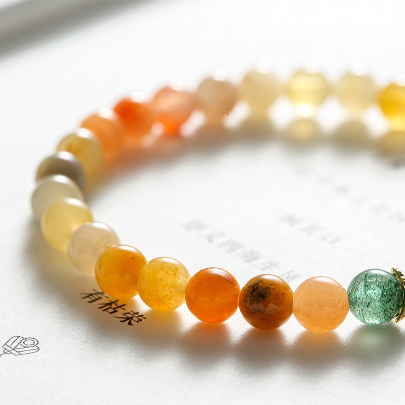 Hàng Mới Về [Hàng Mới Về] Dây Treo Xỏ Hạt Cườm Pha Lê Dâu Tây Lụa Vàng Thiết Kế ins