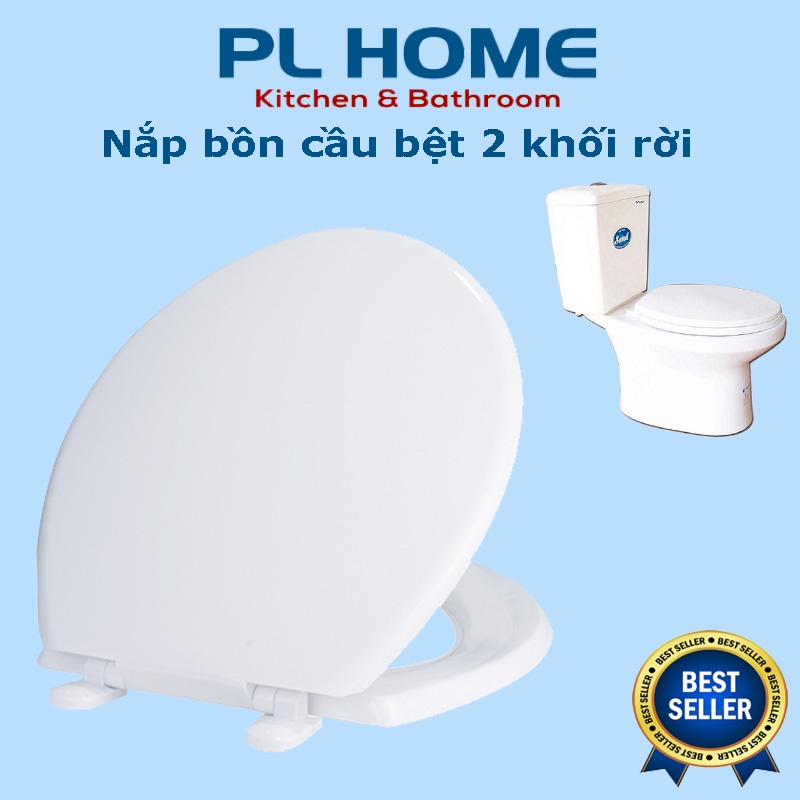 Nắp bồn cầu vệ sinh, nhựa PP trắng dùng cho bồn cầu 2 khối rời