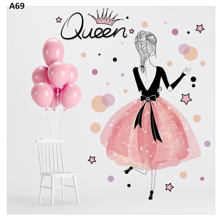 Decal dán tường Cô gái Queen A69 - Decal dán tường Hàn Quốc