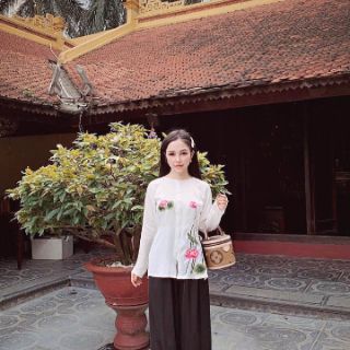 Quần sa tanh đen trơn cho bà