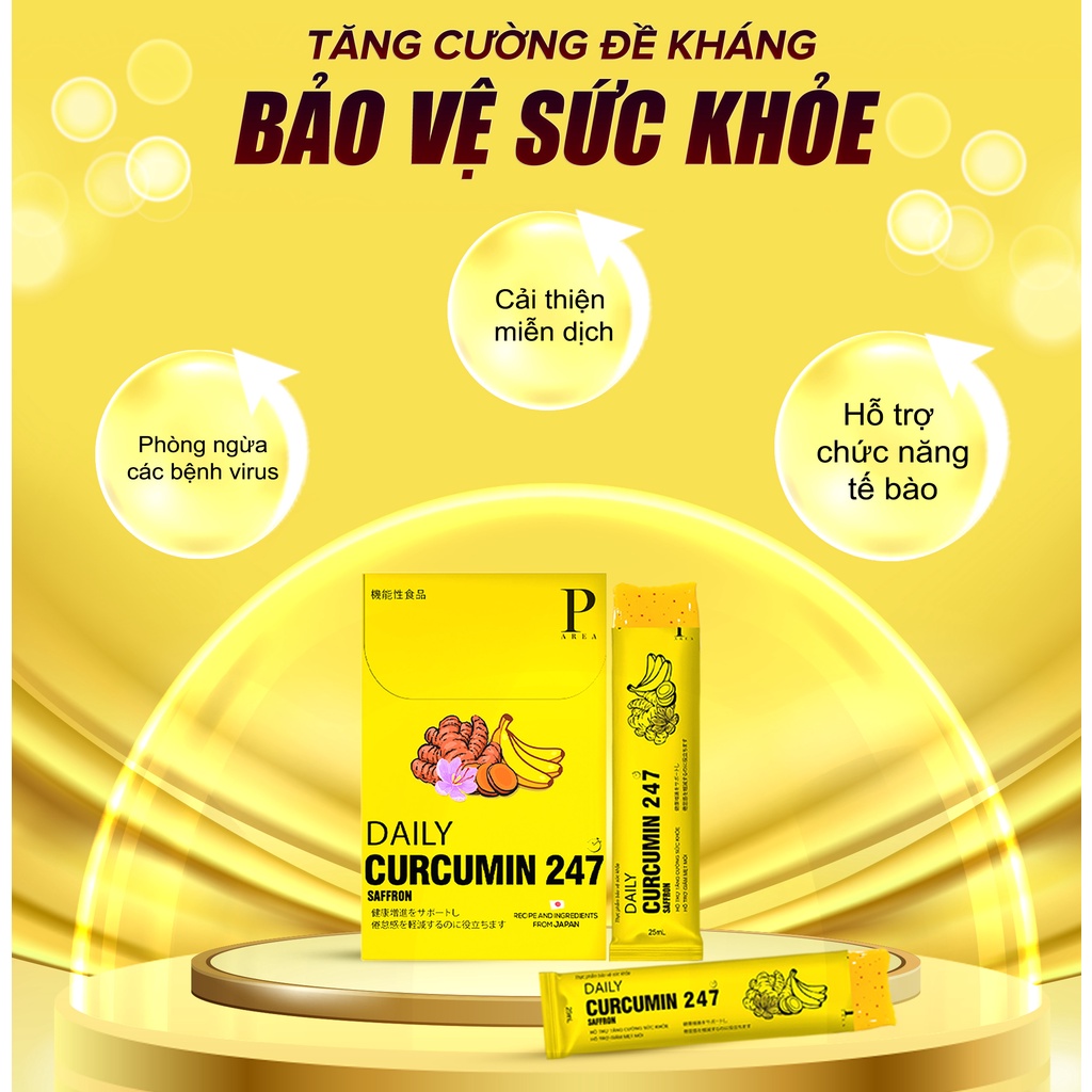 Thạch nghệ Saffron  vị chuối 247 từ Nhật Bản, bổ sung tinh chất nghệ Nano Curcumin