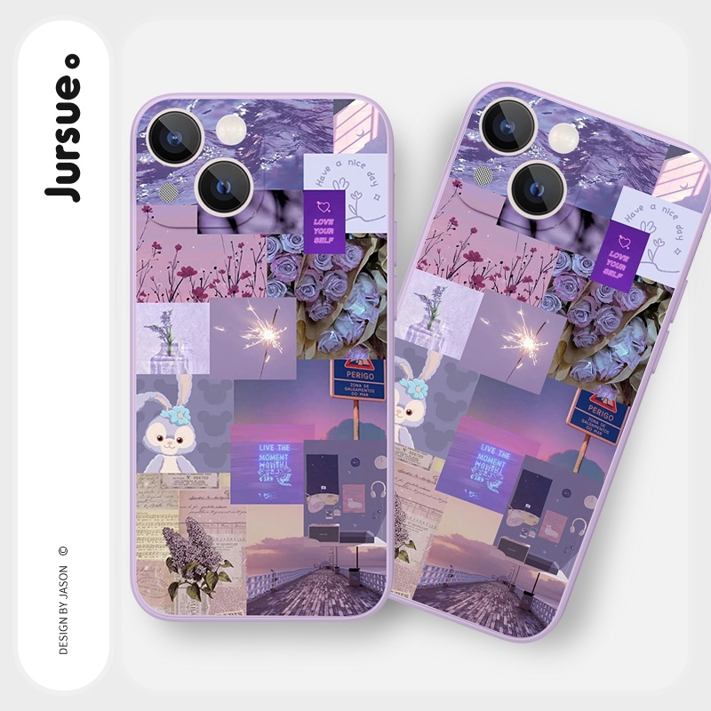 Ốp lưng JURSUE mềm viền vuông hình dễ thương đẹp Cho iPhone 14 13 12 11 Pro Max SE 2020 X XR XS 8 7 ip 6S 6 Plus Y2141