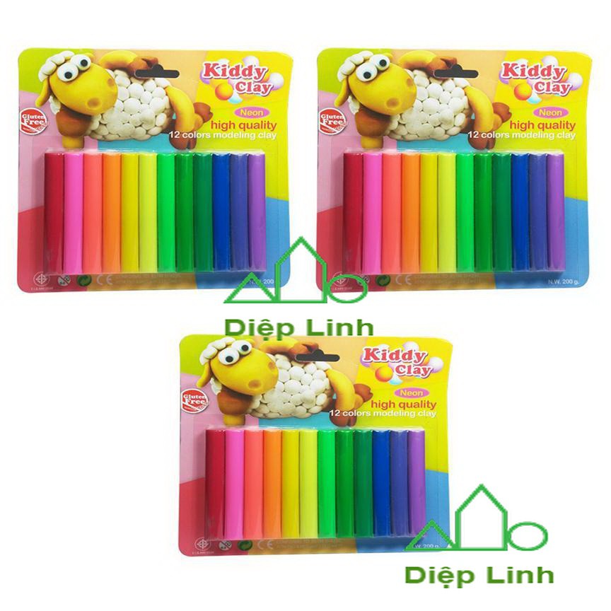 Bộ đất sét nặn 12 màu Kiddy Clay Thái Lan