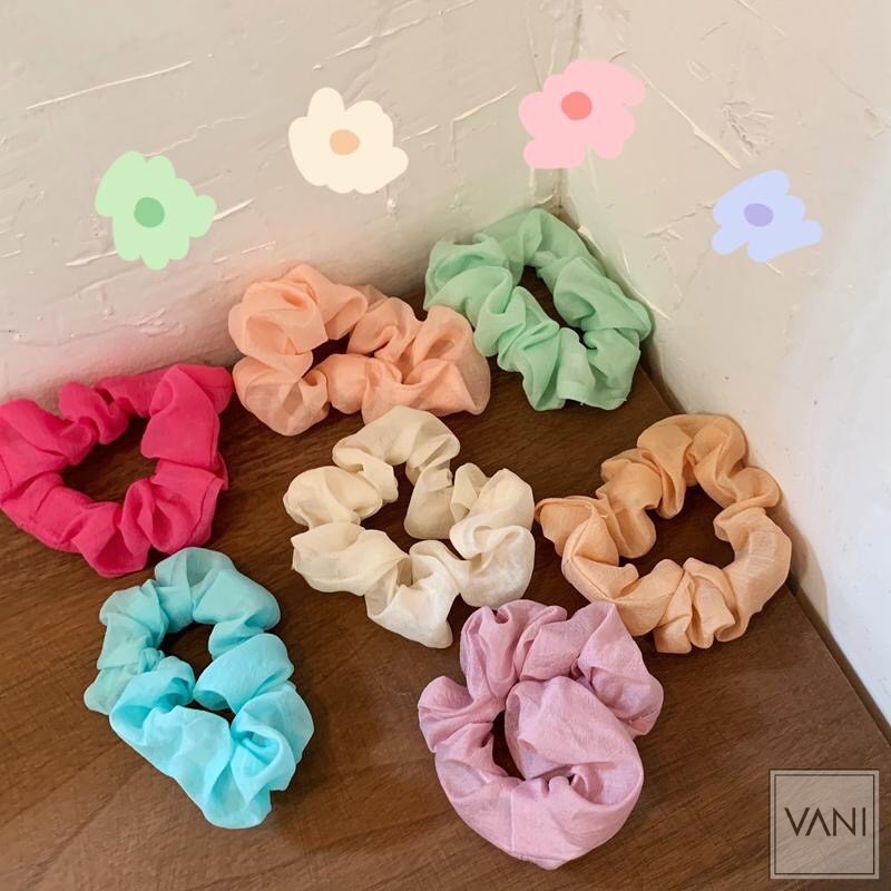 Set 6 Dây Cột Tóc Vải Scrunchies Cột Tóc Màu Xinh HOT TREND - Vani Store